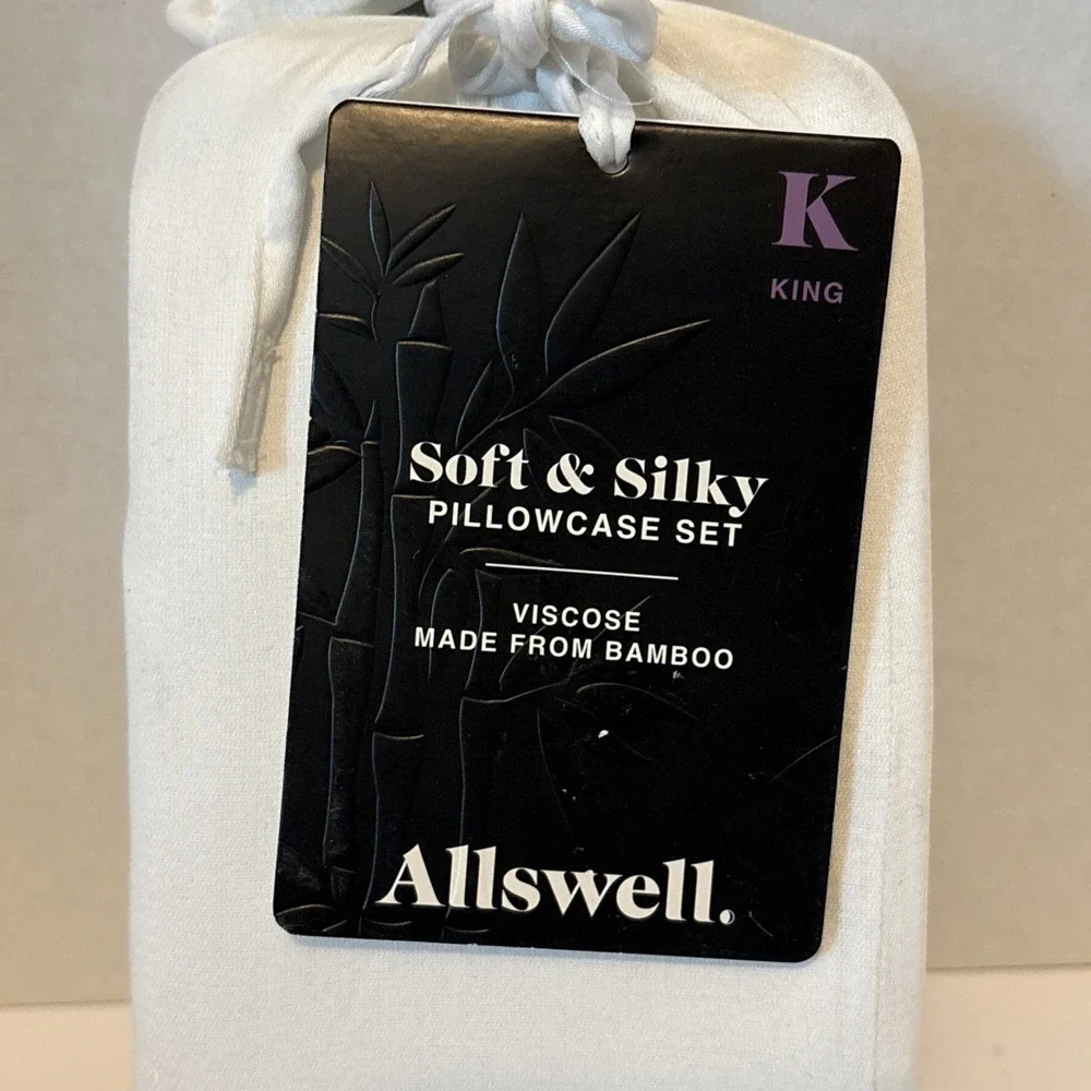 Allswell Bleached Linen Bamboo Viscose Sateen Pillowcases King 2 Pack